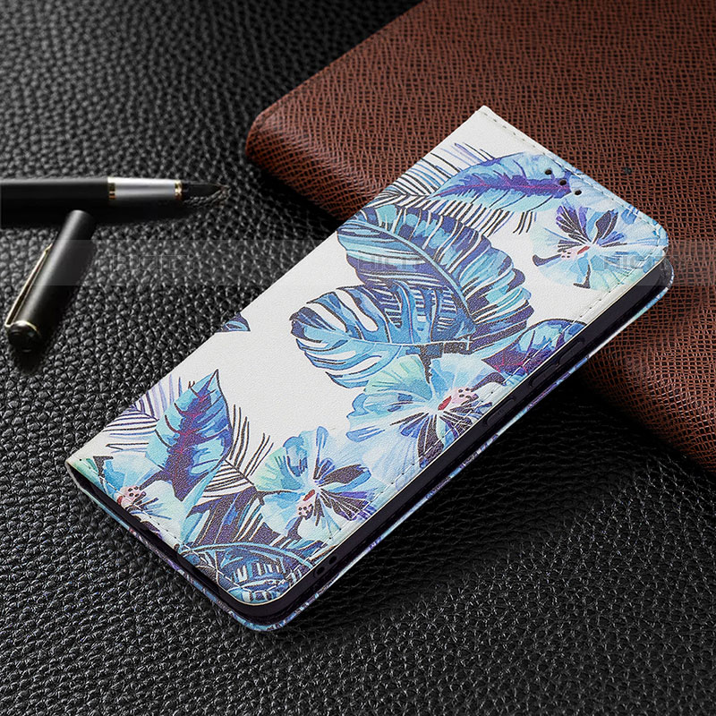 Custodia Portafoglio In Pelle Fantasia Modello Cover con Supporto B03F per Samsung Galaxy S21 Plus 5G Blu
