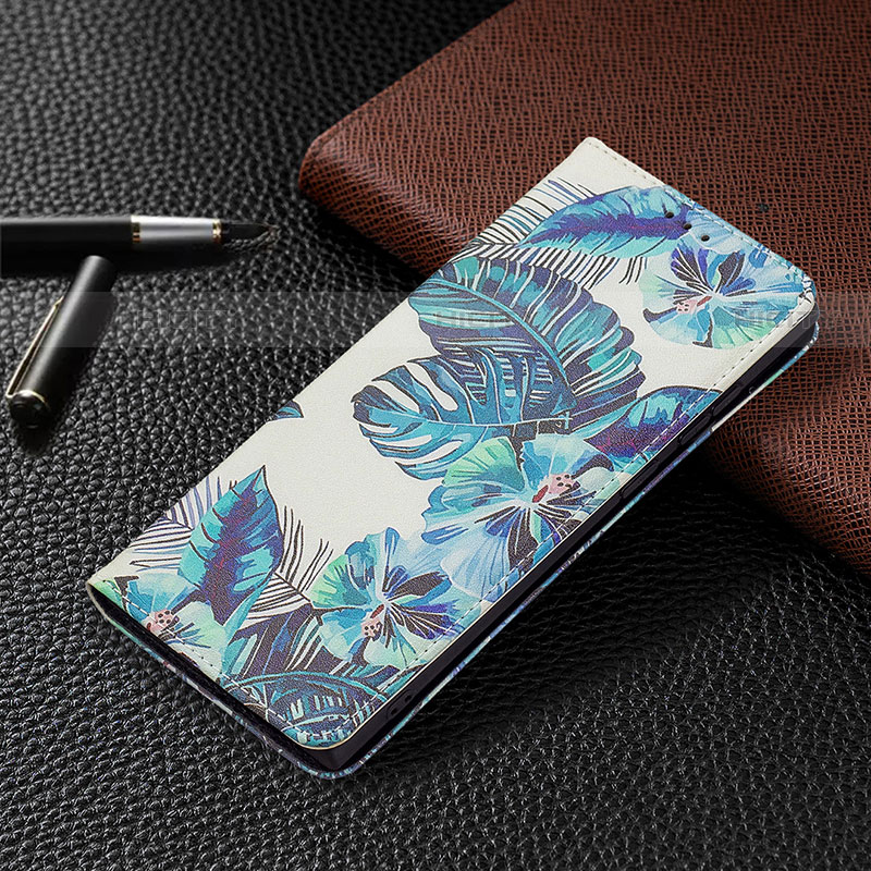 Custodia Portafoglio In Pelle Fantasia Modello Cover con Supporto B03F per Samsung Galaxy S21 Ultra 5G Blu