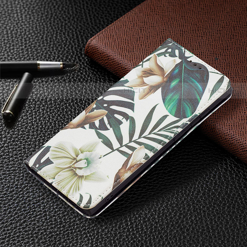 Custodia Portafoglio In Pelle Fantasia Modello Cover con Supporto B03F per Samsung Galaxy S22 Ultra 5G Verde Pastello