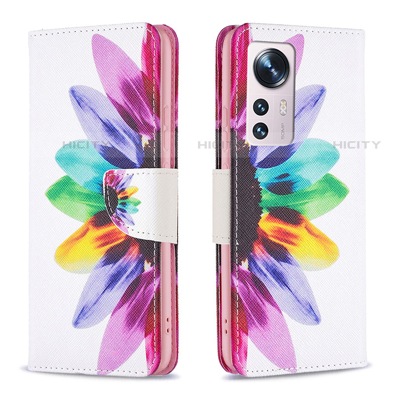 Custodia Portafoglio In Pelle Fantasia Modello Cover con Supporto B03F per Xiaomi Mi 12S Pro 5G Rosa Caldo