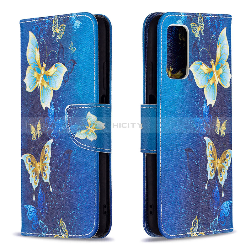 Custodia Portafoglio In Pelle Fantasia Modello Cover con Supporto B03F per Xiaomi Poco M3 Cielo Blu