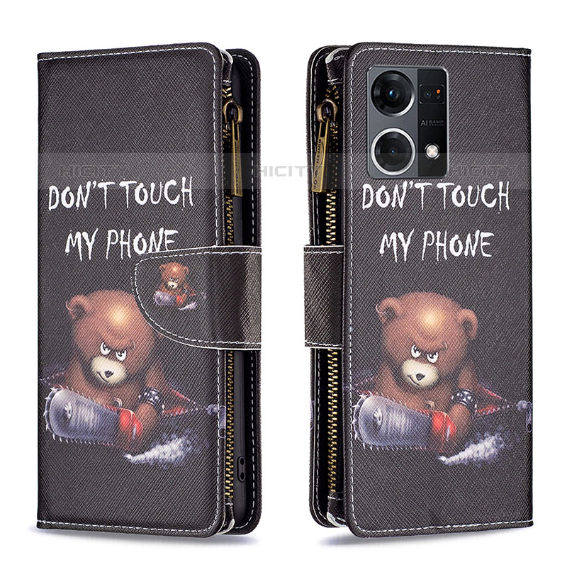 Custodia Portafoglio In Pelle Fantasia Modello Cover con Supporto B04F per Oppo F21 Pro 4G