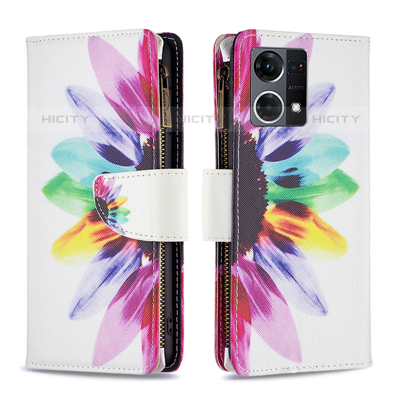 Custodia Portafoglio In Pelle Fantasia Modello Cover con Supporto B04F per Oppo Reno7 4G