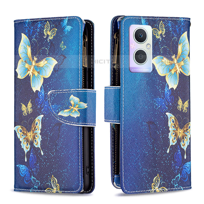 Custodia Portafoglio In Pelle Fantasia Modello Cover con Supporto B04F per Oppo Reno8 Lite 5G