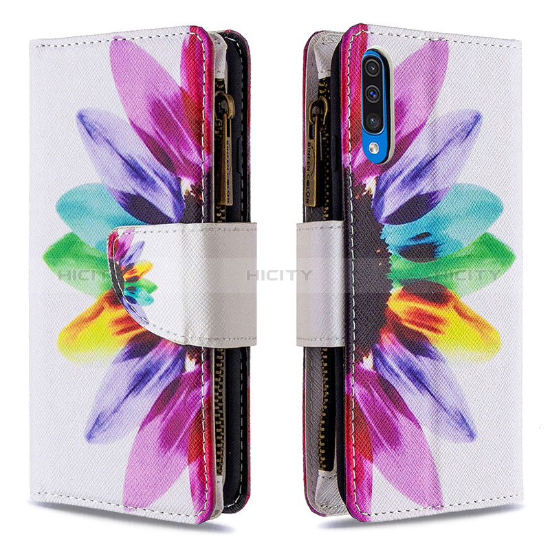 Custodia Portafoglio In Pelle Fantasia Modello Cover con Supporto B04F per Samsung Galaxy A50S Multicolore
