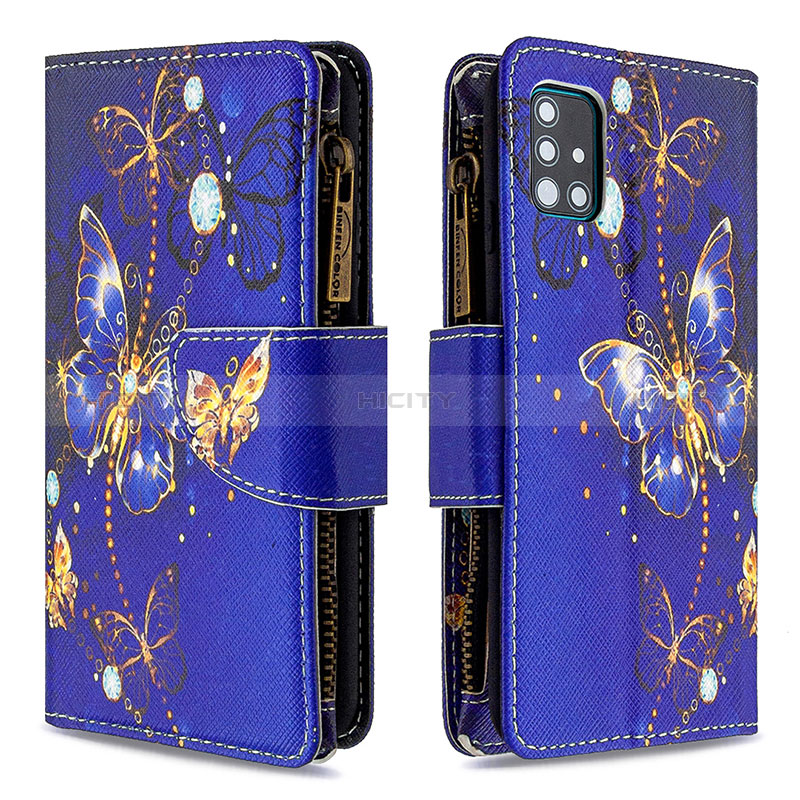 Custodia Portafoglio In Pelle Fantasia Modello Cover con Supporto B04F per Samsung Galaxy A51 5G Blu Notte