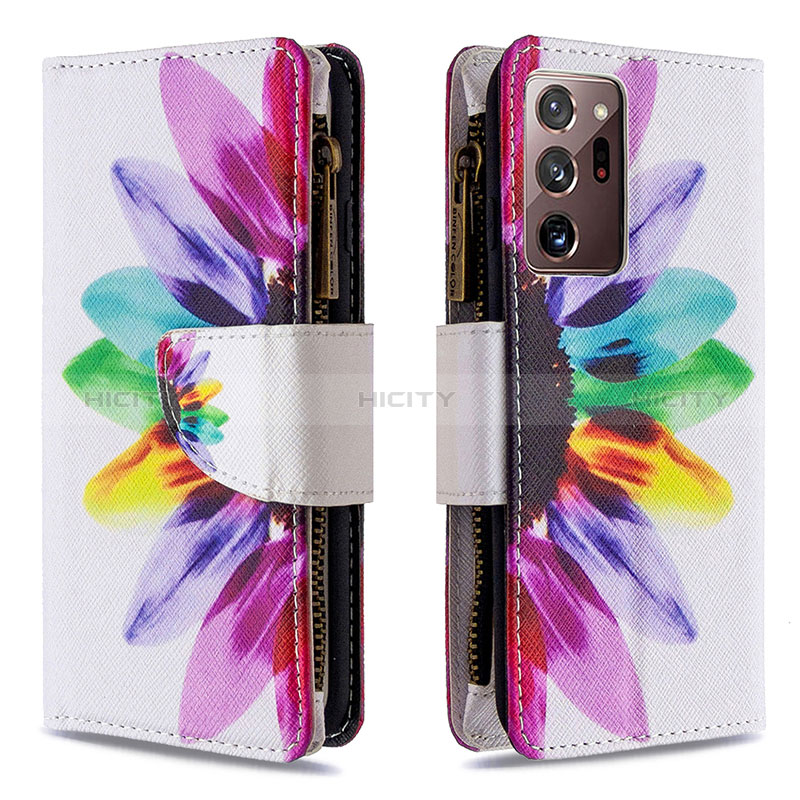 Custodia Portafoglio In Pelle Fantasia Modello Cover con Supporto B04F per Samsung Galaxy Note 20 Ultra 5G Multicolore