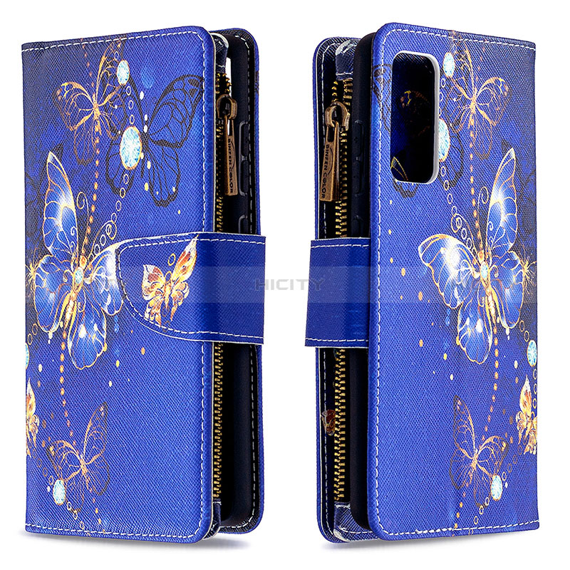 Custodia Portafoglio In Pelle Fantasia Modello Cover con Supporto B04F per Samsung Galaxy S20 FE (2022) 5G Blu Notte