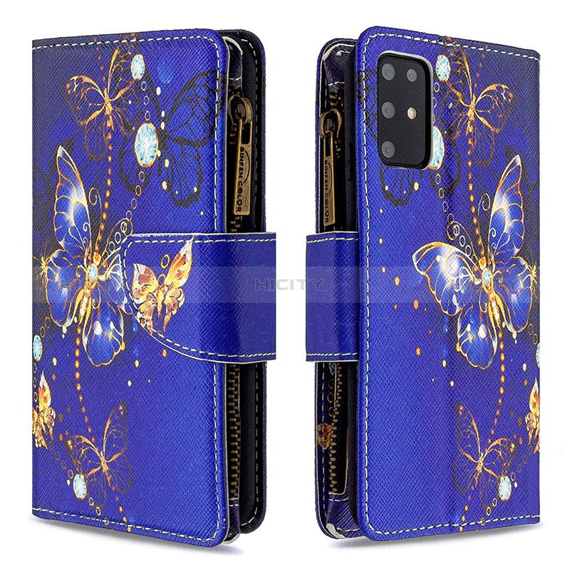 Custodia Portafoglio In Pelle Fantasia Modello Cover con Supporto B04F per Samsung Galaxy S20 Plus 5G Blu Notte