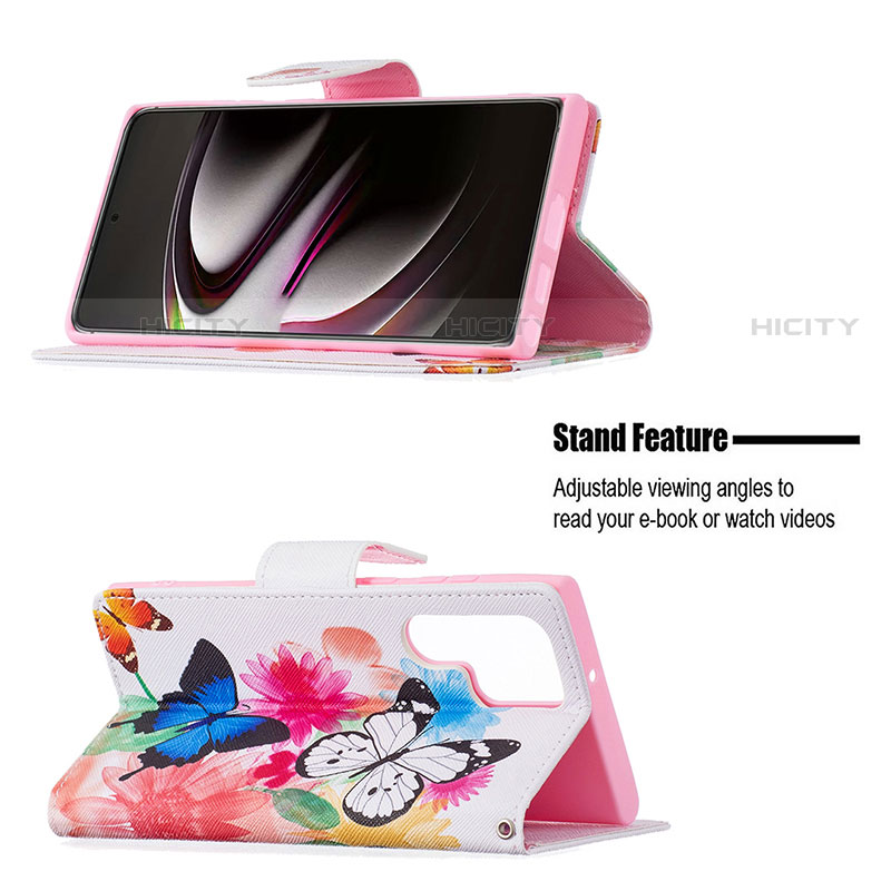 Custodia Portafoglio In Pelle Fantasia Modello Cover con Supporto B09F per Samsung Galaxy S22 Ultra 5G