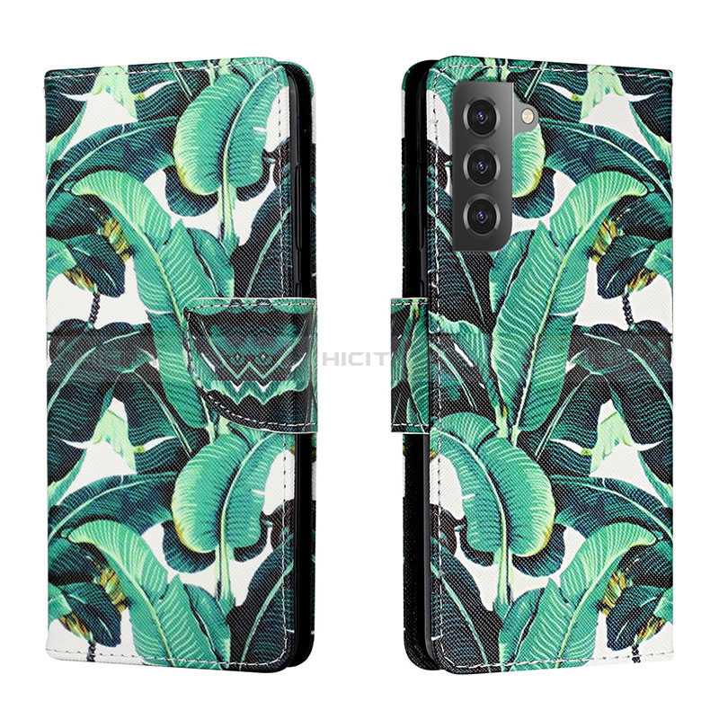 Custodia Portafoglio In Pelle Fantasia Modello Cover con Supporto H01X per Samsung Galaxy S22 Plus 5G Verde