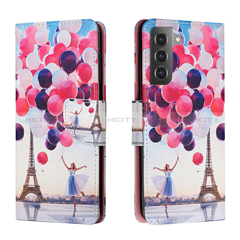 Custodia Portafoglio In Pelle Fantasia Modello Cover con Supporto H02X per Samsung Galaxy S22 5G Multicolore