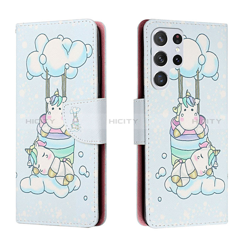 Custodia Portafoglio In Pelle Fantasia Modello Cover con Supporto H02X per Samsung Galaxy S22 Ultra 5G