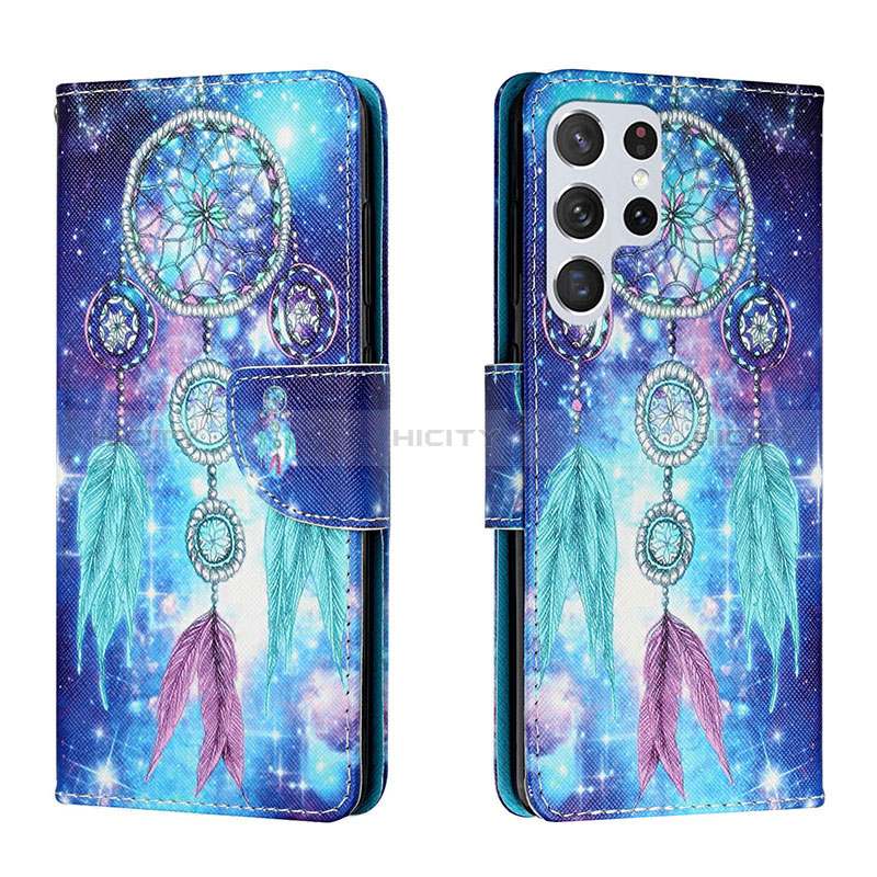 Custodia Portafoglio In Pelle Fantasia Modello Cover con Supporto H02X per Samsung Galaxy S22 Ultra 5G