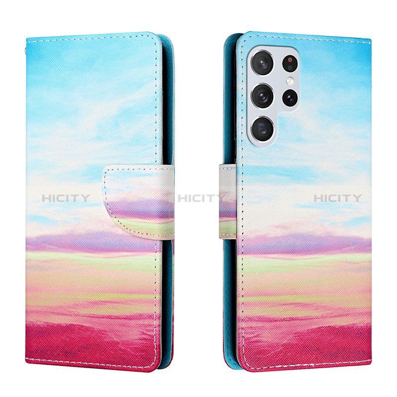 Custodia Portafoglio In Pelle Fantasia Modello Cover con Supporto H02X per Samsung Galaxy S22 Ultra 5G