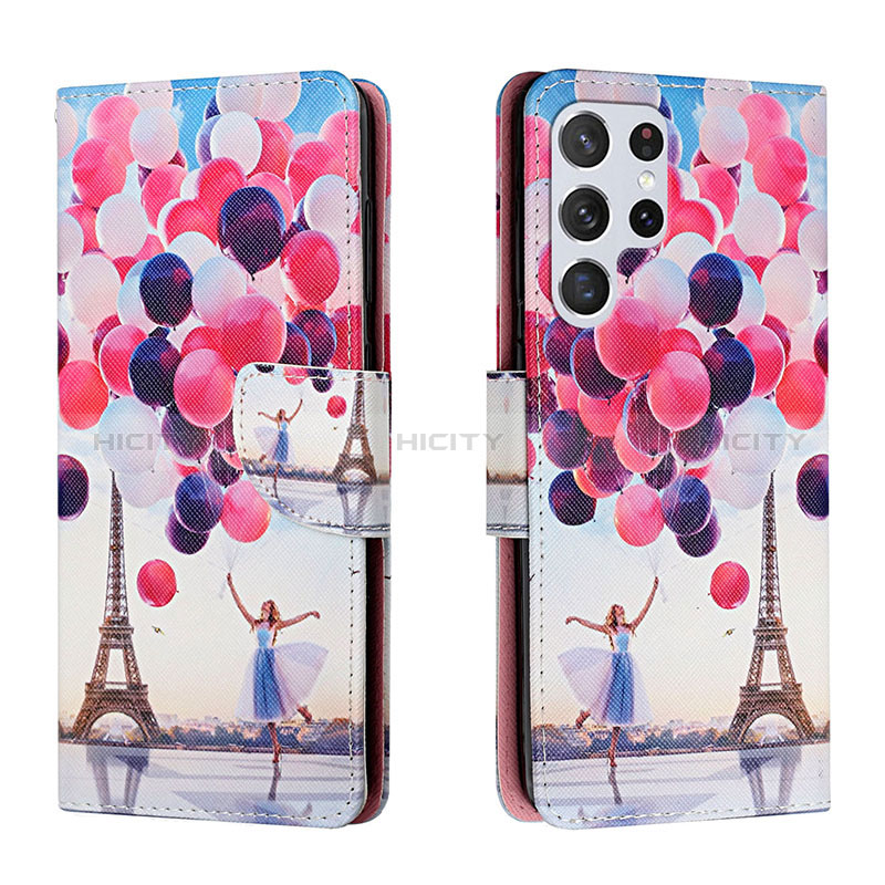 Custodia Portafoglio In Pelle Fantasia Modello Cover con Supporto H02X per Samsung Galaxy S23 Ultra 5G