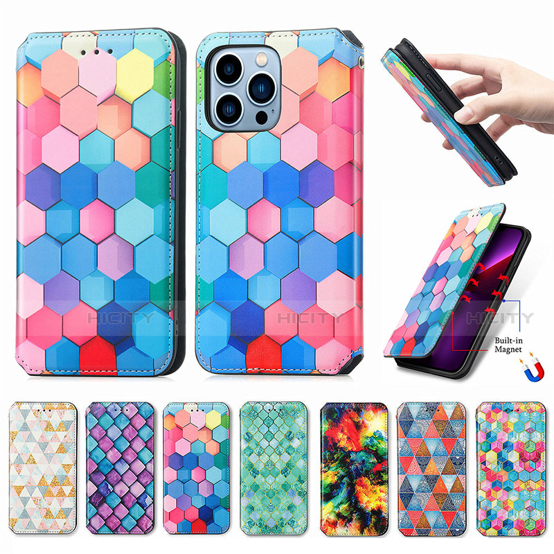 Custodia Portafoglio In Pelle Fantasia Modello Cover con Supporto H10 per Apple iPhone 13 Pro Max