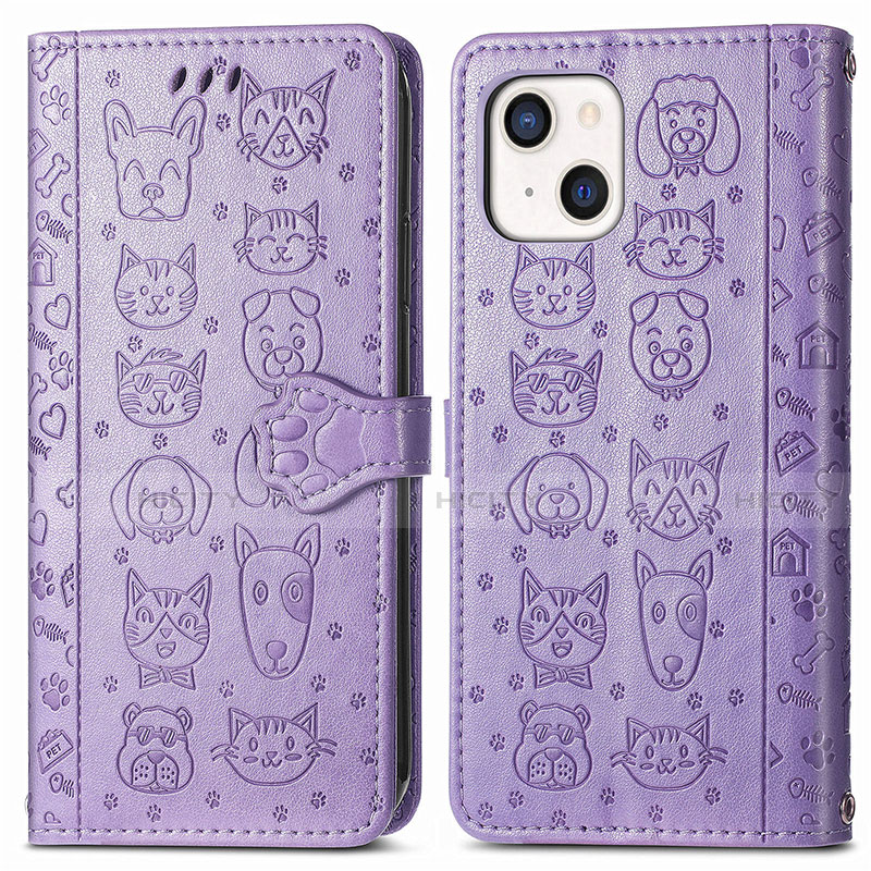 Custodia Portafoglio In Pelle Fantasia Modello Cover con Supporto H11 per Apple iPhone 13 Mini Viola