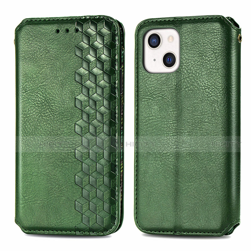 Custodia Portafoglio In Pelle Fantasia Modello Cover con Supporto H15 per Apple iPhone 14 Plus Verde