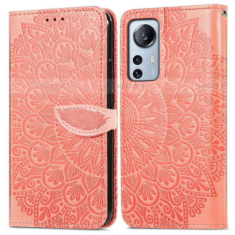 Custodia Portafoglio In Pelle Fantasia Modello Cover con Supporto L02 per Xiaomi Mi 12 Lite 5G Arancione