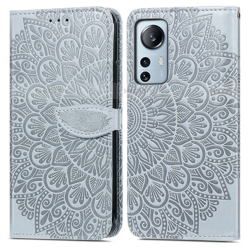 Custodia Portafoglio In Pelle Fantasia Modello Cover con Supporto L02 per Xiaomi Mi 12S Pro 5G Grigio