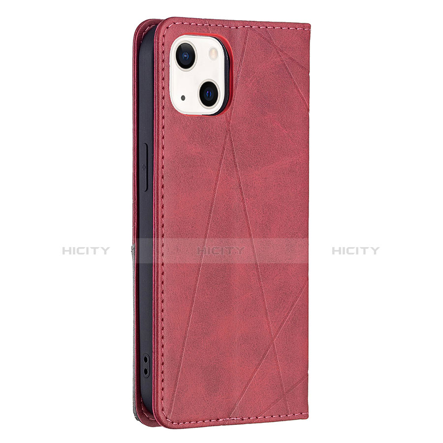 Custodia Portafoglio In Pelle Fantasia Modello Cover con Supporto L04 per Apple iPhone 13 Mini Rosso