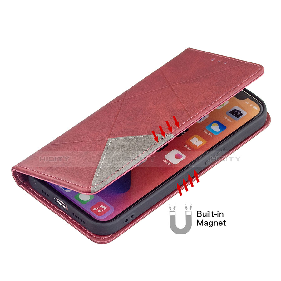 Custodia Portafoglio In Pelle Fantasia Modello Cover con Supporto L04 per Apple iPhone 13 Mini Rosso