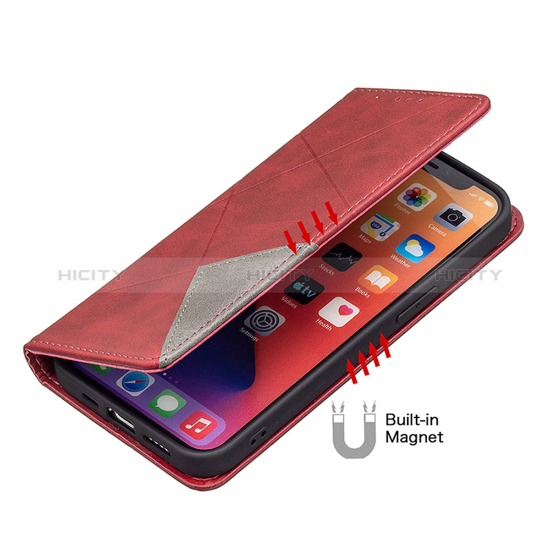 Custodia Portafoglio In Pelle Fantasia Modello Cover con Supporto L04 per Apple iPhone 14 Pro Rosso