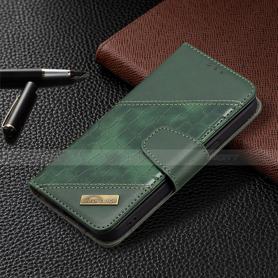 Custodia Portafoglio In Pelle Fantasia Modello Cover con Supporto L05 per Apple iPhone 13 Pro Max Verde