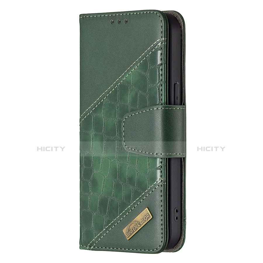 Custodia Portafoglio In Pelle Fantasia Modello Cover con Supporto L05 per Apple iPhone 13 Pro Verde