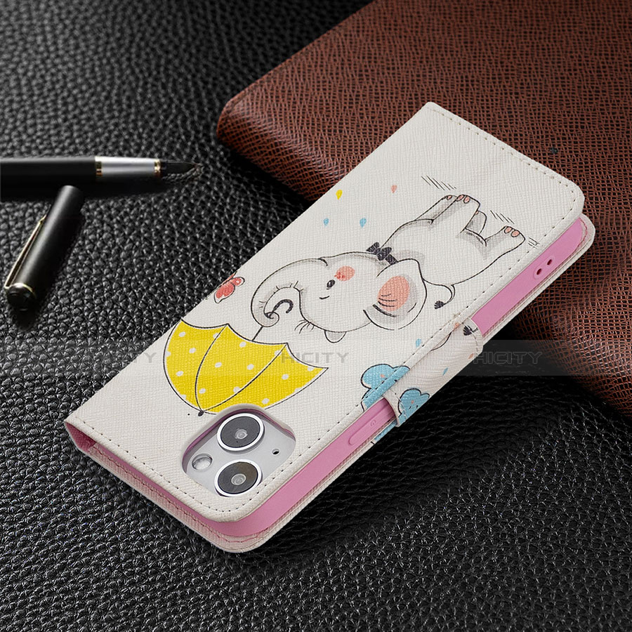 Custodia Portafoglio In Pelle Fantasia Modello Cover con Supporto L07 per Apple iPhone 13 Mini Giallo