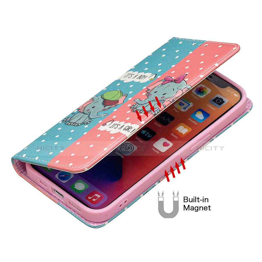 Custodia Portafoglio In Pelle Fantasia Modello Cover con Supporto per Apple iPhone 13 Mini Rosa