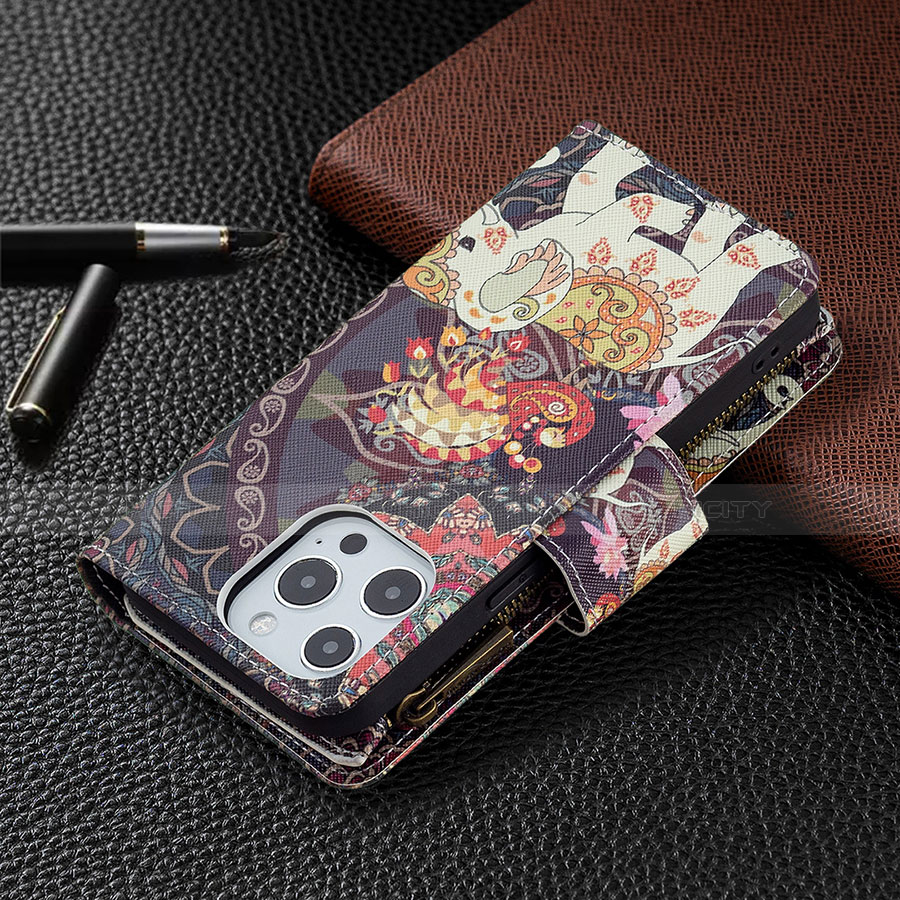 Custodia Portafoglio In Pelle Fantasia Modello Cover con Supporto per Apple iPhone 13 Pro Max Multicolore