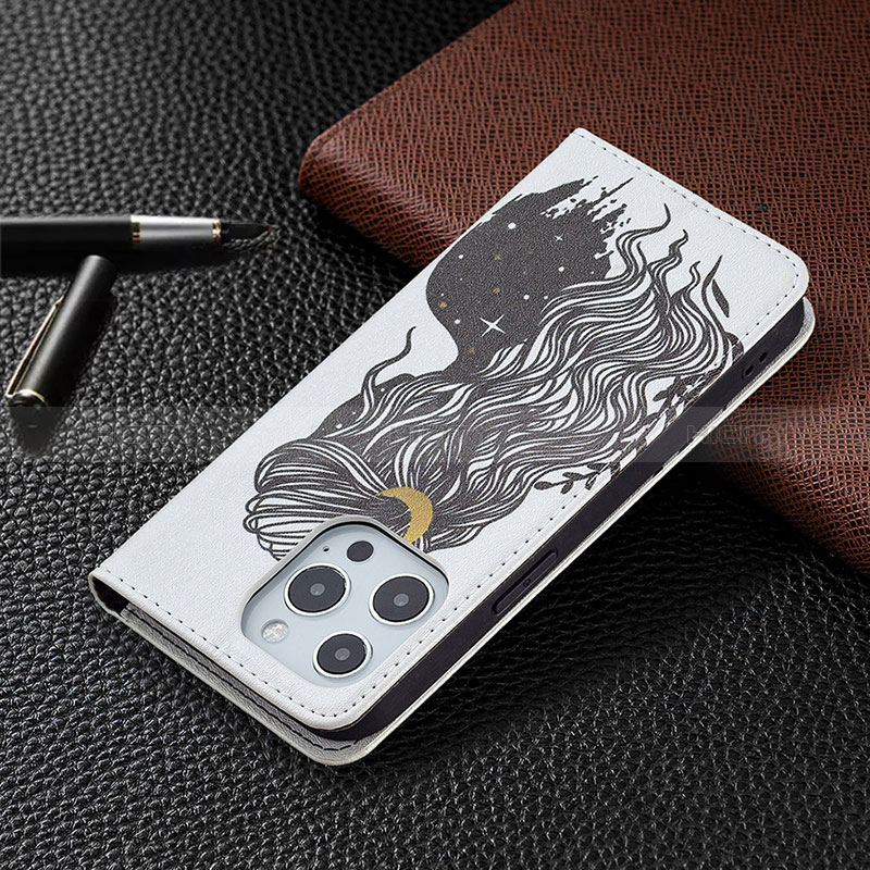 Custodia Portafoglio In Pelle Fantasia Modello Cover con Supporto per Apple iPhone 14 Pro Max Grigio