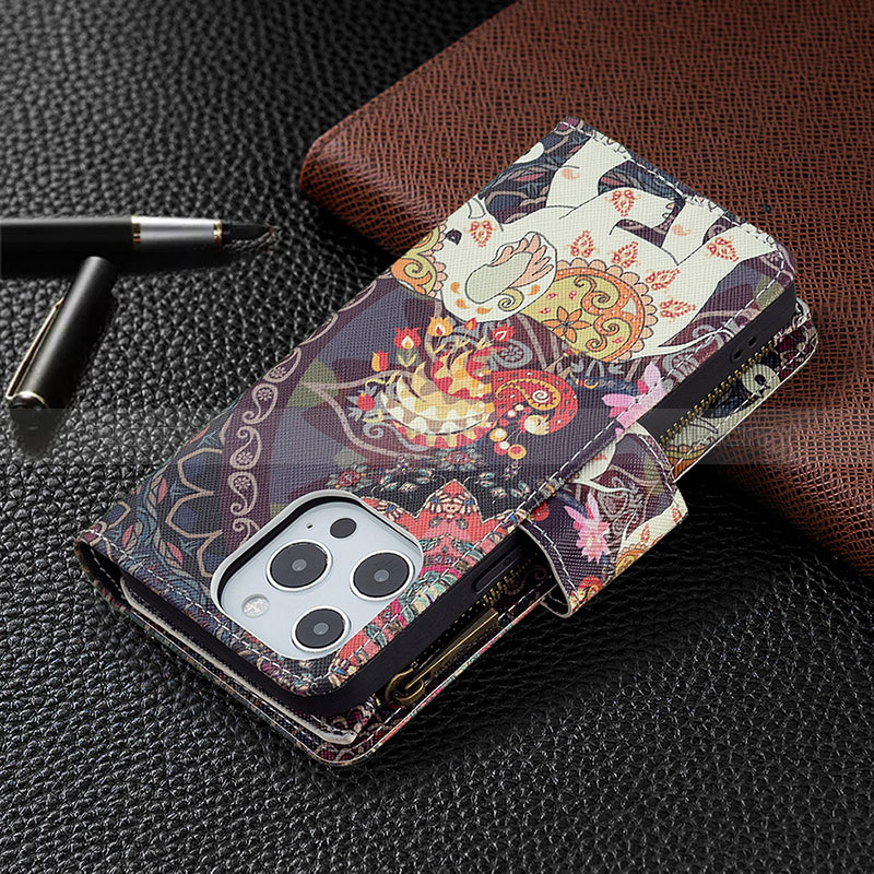Custodia Portafoglio In Pelle Fantasia Modello Cover con Supporto per Apple iPhone 14 Pro Max Multicolore