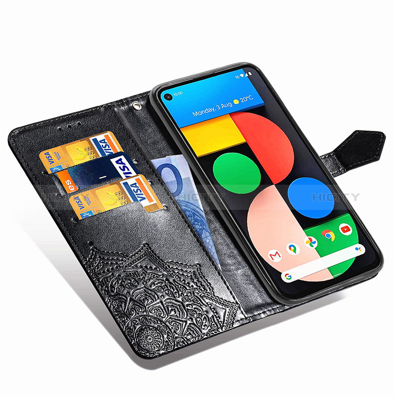 Custodia Portafoglio In Pelle Fantasia Modello Cover con Supporto per Google Pixel 5 XL 5G