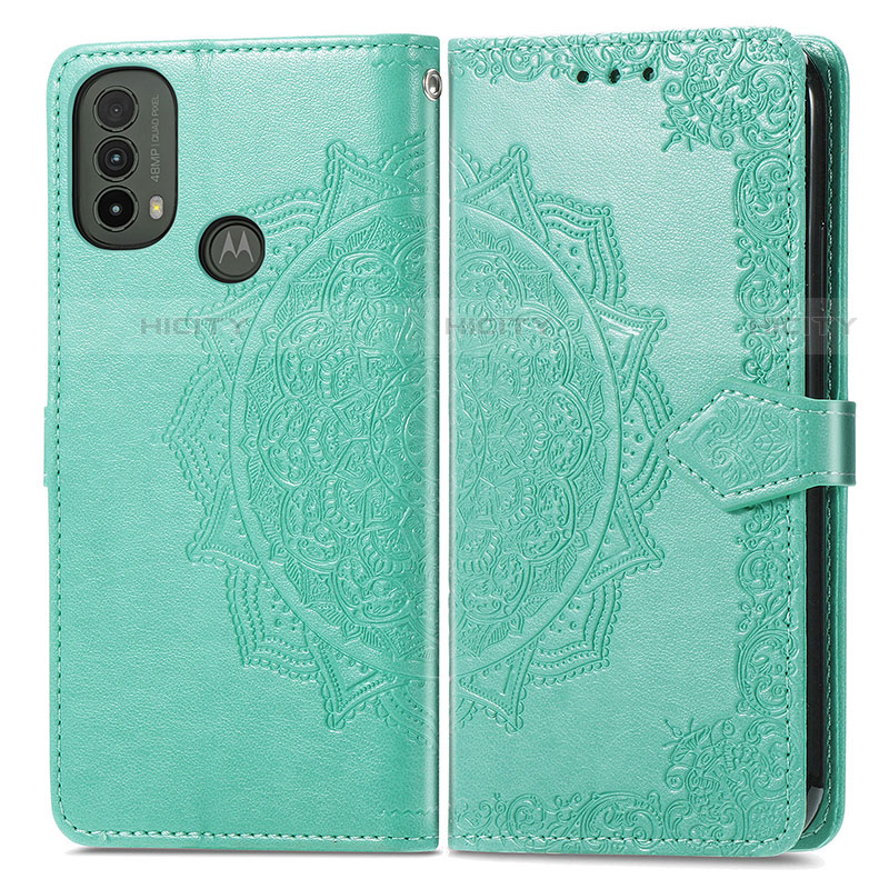 Custodia Portafoglio In Pelle Fantasia Modello Cover con Supporto per Motorola Moto E40 Verde