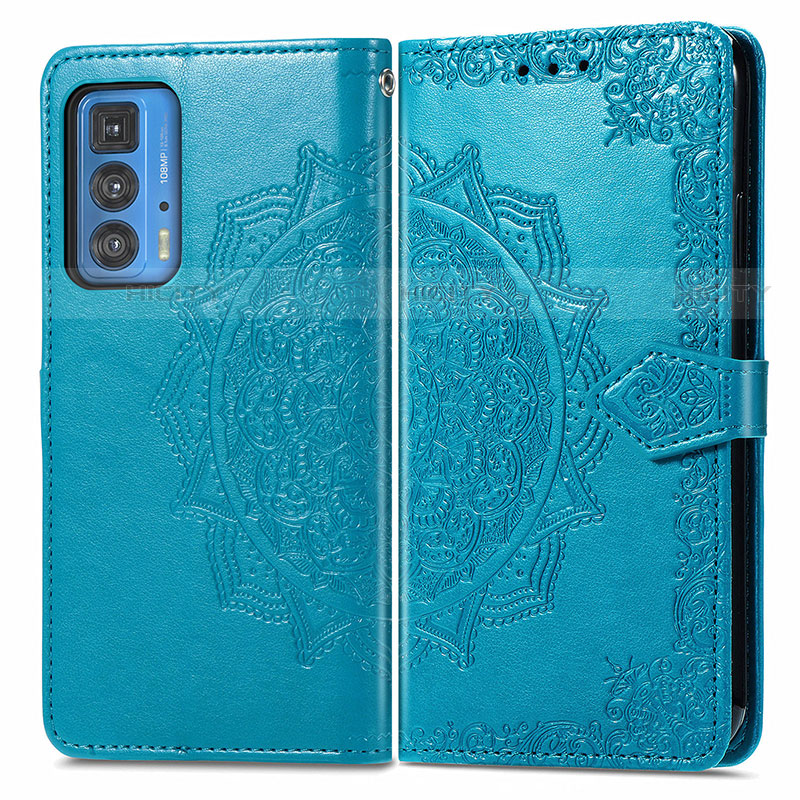 Custodia Portafoglio In Pelle Fantasia Modello Cover con Supporto per Motorola Moto Edge S Pro 5G Blu