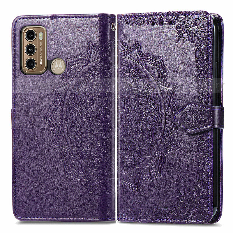 Custodia Portafoglio In Pelle Fantasia Modello Cover con Supporto per Motorola Moto G40 Fusion Viola