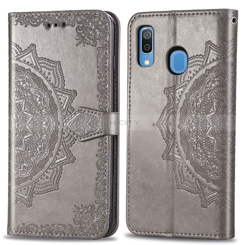 Custodia Portafoglio In Pelle Fantasia Modello Cover con Supporto per Samsung Galaxy A30 Grigio