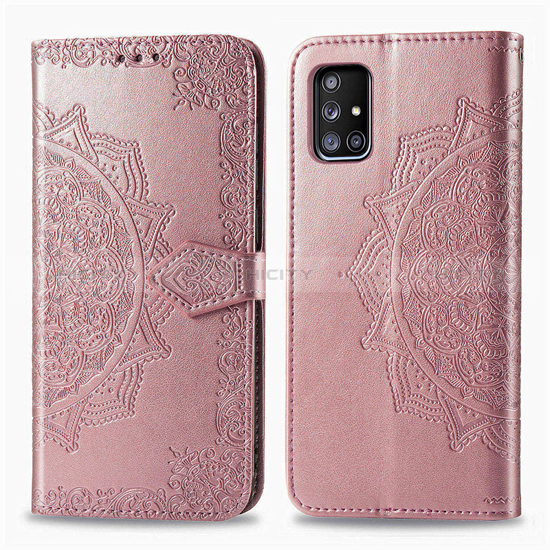 Custodia Portafoglio In Pelle Fantasia Modello Cover con Supporto per Samsung Galaxy A51 4G Oro Rosa