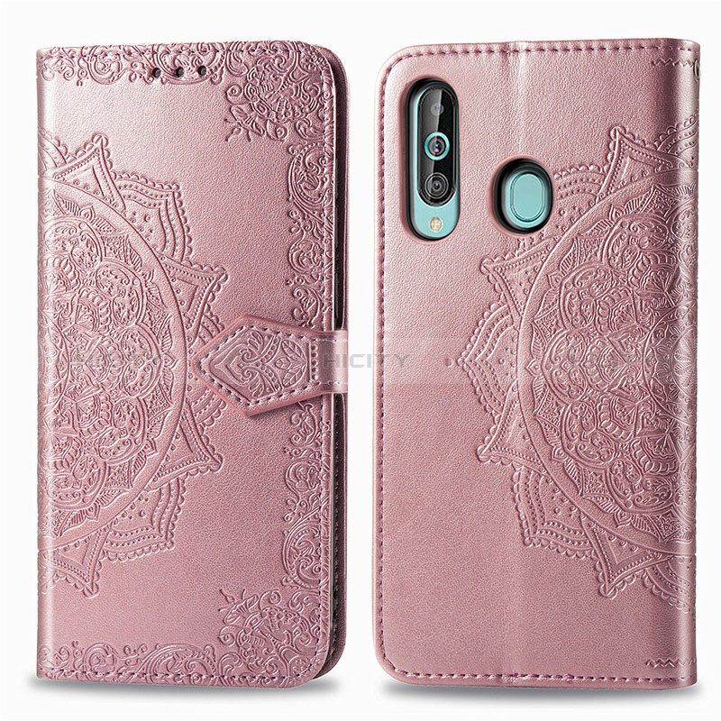 Custodia Portafoglio In Pelle Fantasia Modello Cover con Supporto per Samsung Galaxy A60 Oro Rosa