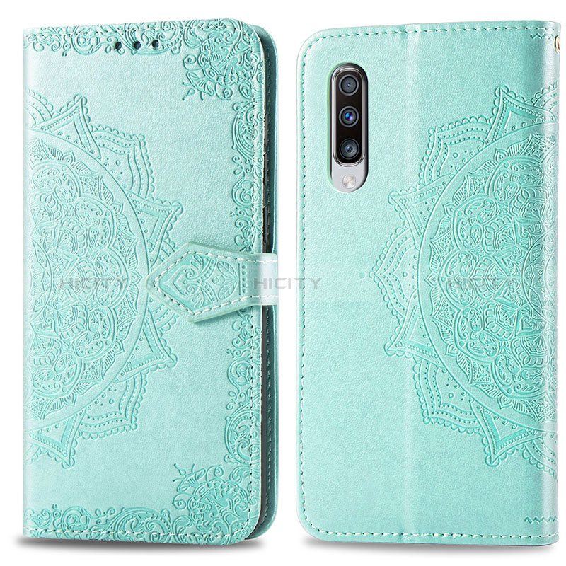 Custodia Portafoglio In Pelle Fantasia Modello Cover con Supporto per Samsung Galaxy A70 Verde