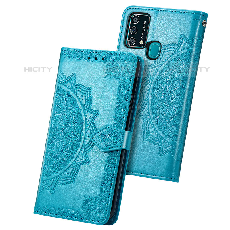 Custodia Portafoglio In Pelle Fantasia Modello Cover con Supporto per Samsung Galaxy F41 Blu