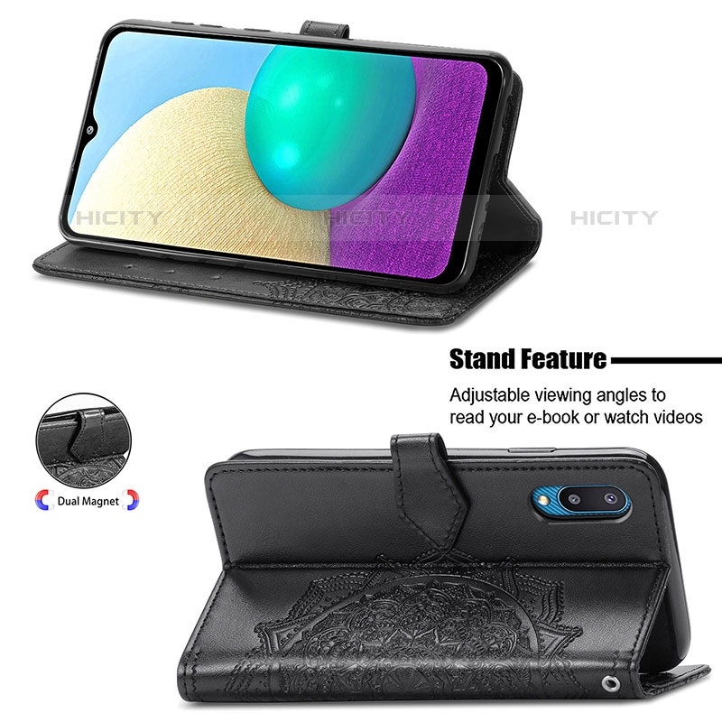 Custodia Portafoglio In Pelle Fantasia Modello Cover con Supporto per Samsung Galaxy M02