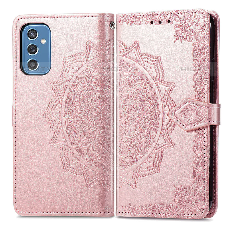 Custodia Portafoglio In Pelle Fantasia Modello Cover con Supporto per Samsung Galaxy M52 5G Oro Rosa