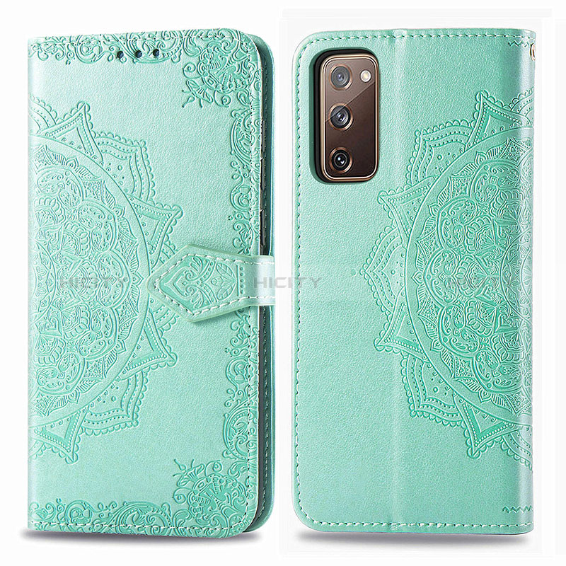 Custodia Portafoglio In Pelle Fantasia Modello Cover con Supporto per Samsung Galaxy S20 Lite 5G Verde