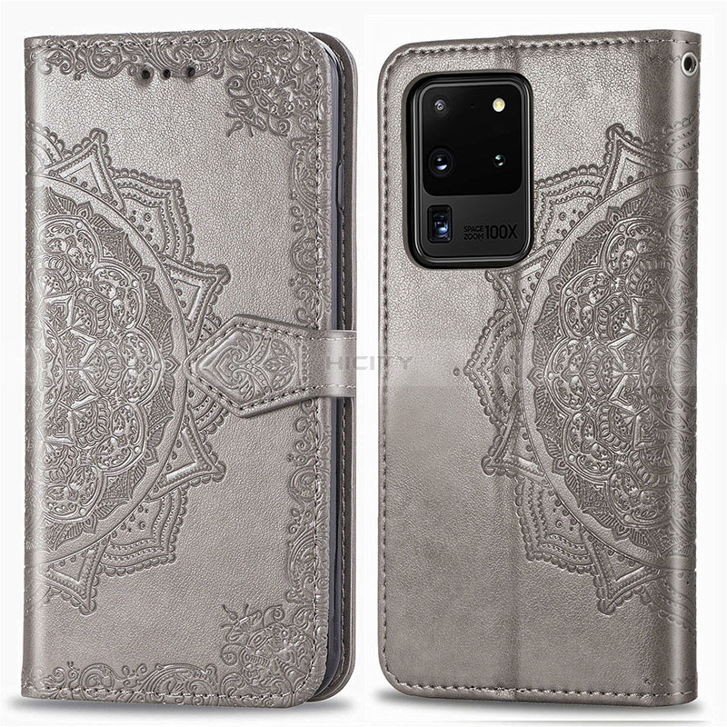 Custodia Portafoglio In Pelle Fantasia Modello Cover con Supporto per Samsung Galaxy S20 Ultra 5G Grigio