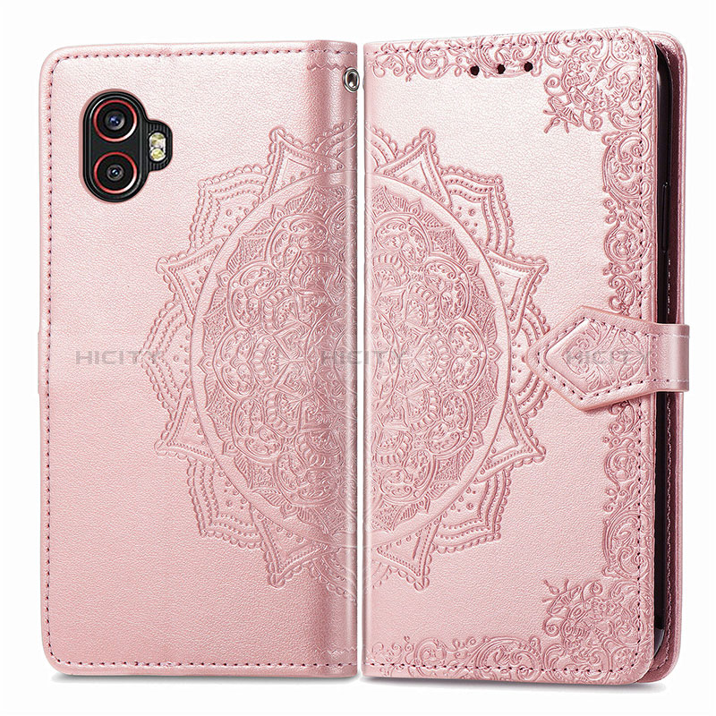 Custodia Portafoglio In Pelle Fantasia Modello Cover con Supporto per Samsung Galaxy XCover 6 Pro 5G Oro Rosa