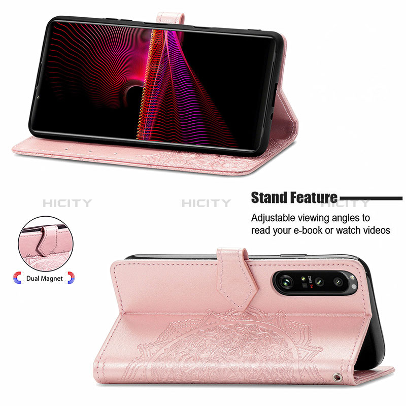 Custodia Portafoglio In Pelle Fantasia Modello Cover con Supporto per Sony Xperia 1 III